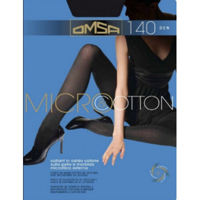 Жіночі колготки з бавовни та мікрофібри теплі двошарові Omsa Micro&Cotton 140 Den