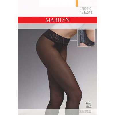 Колготки жіночі з мереживним поясом Marilyn Erotic vita bassa 30 den розмір 4 сірі